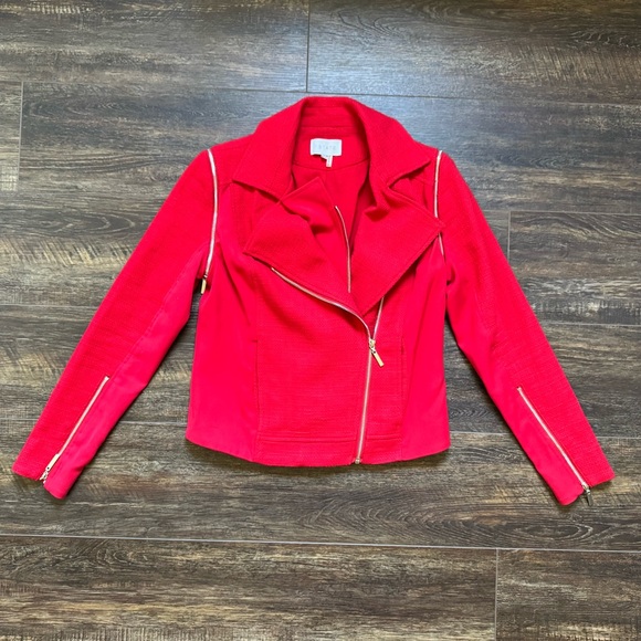 1. State Red Tweed Convertible Double Zip Moto Jacket Vest Size 2 - Picture 4 of 13